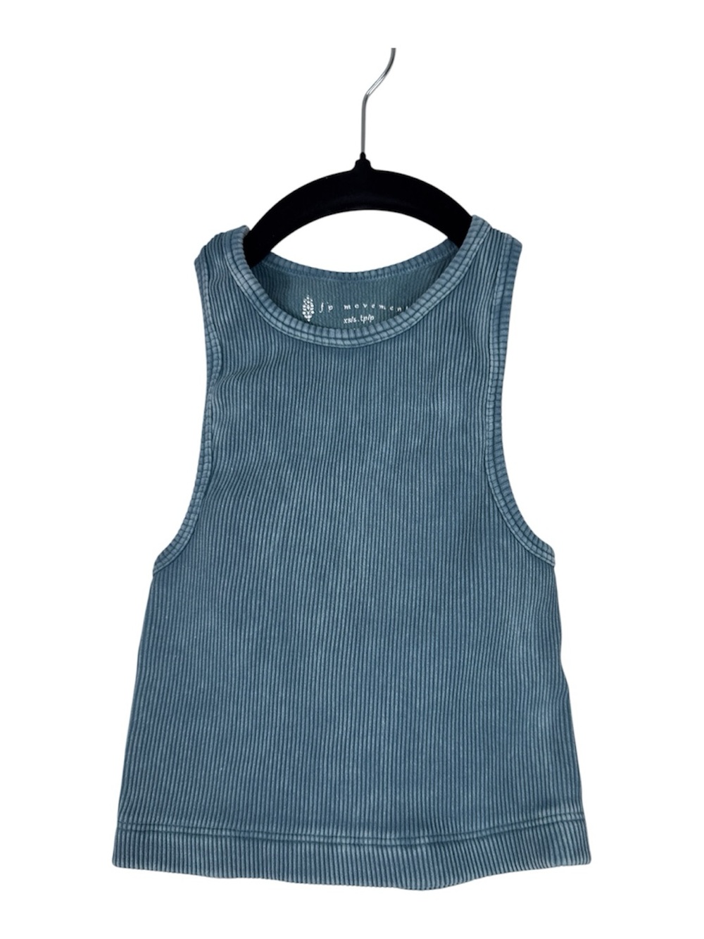 Free People Movement Blue Ribbed Crop Top Tank Womens XS Gym Athletic Casual